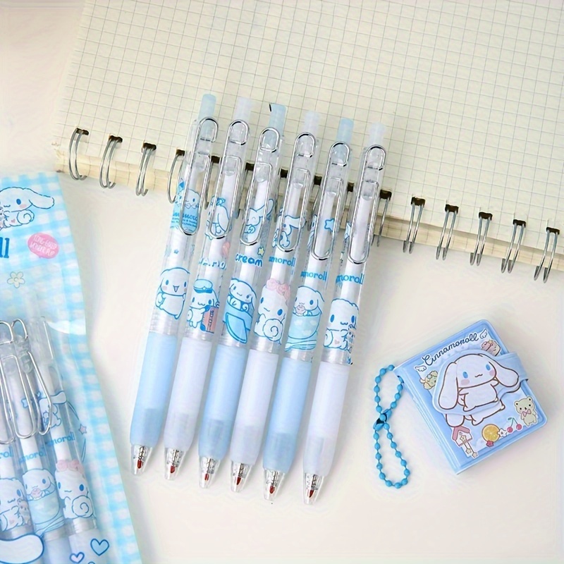 

6-pack Cinnamoroll Gel Pens - High Aesthetic Value, Black Ink, Press Action For Smooth Writing - Ideal For Office & School Supplies