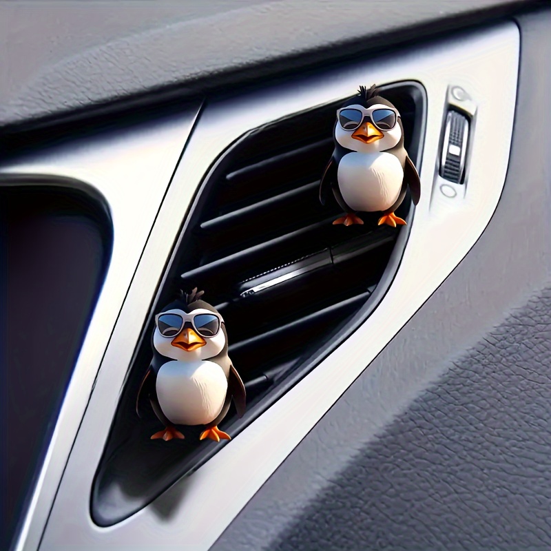 

1pc Cute Penguin With Fashion Glasses 2d Acrylic Car Vent Clip - Air Freshener, Includes Scented Discs, Ideal For Vehicle Interior Decoration, Penguin Car Accessories