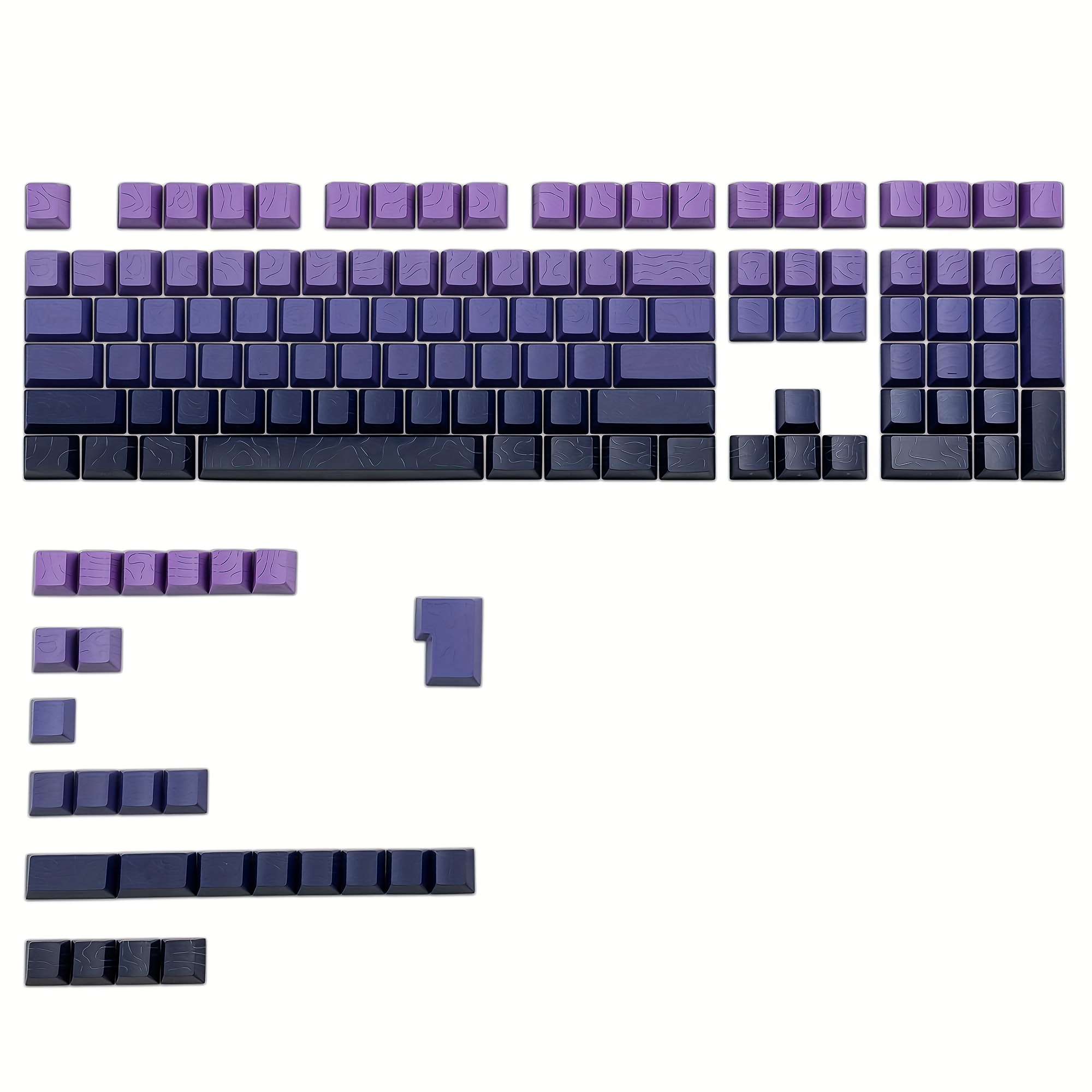 Image of Purple Cracked Glow Keycap Set | Pbt+pc Material | Cherry Profile | Side-printed Durable | Compatible | Fits 61/64/68/75/84/87/98/104/108 Key | Wear-resistant | Smooth Typing Feel