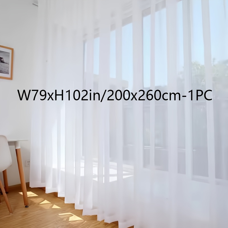 TEMU 1pc Extra Large Size Ultra-wide Luxury Romantic White 100% Polyester Sheer Tulle Curtains For Living Room Bedroom Door Window Multifunctional
