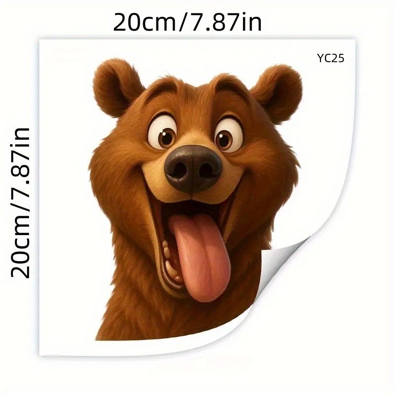 1pc Cute Sticking Out Tongue Brown Bear Pvc Self-adhesive Decal - High Quality Irregular Shape Sticker Suitable For, Walls, Toilet, Cabinets - & Stick Home Decor (no Residue)