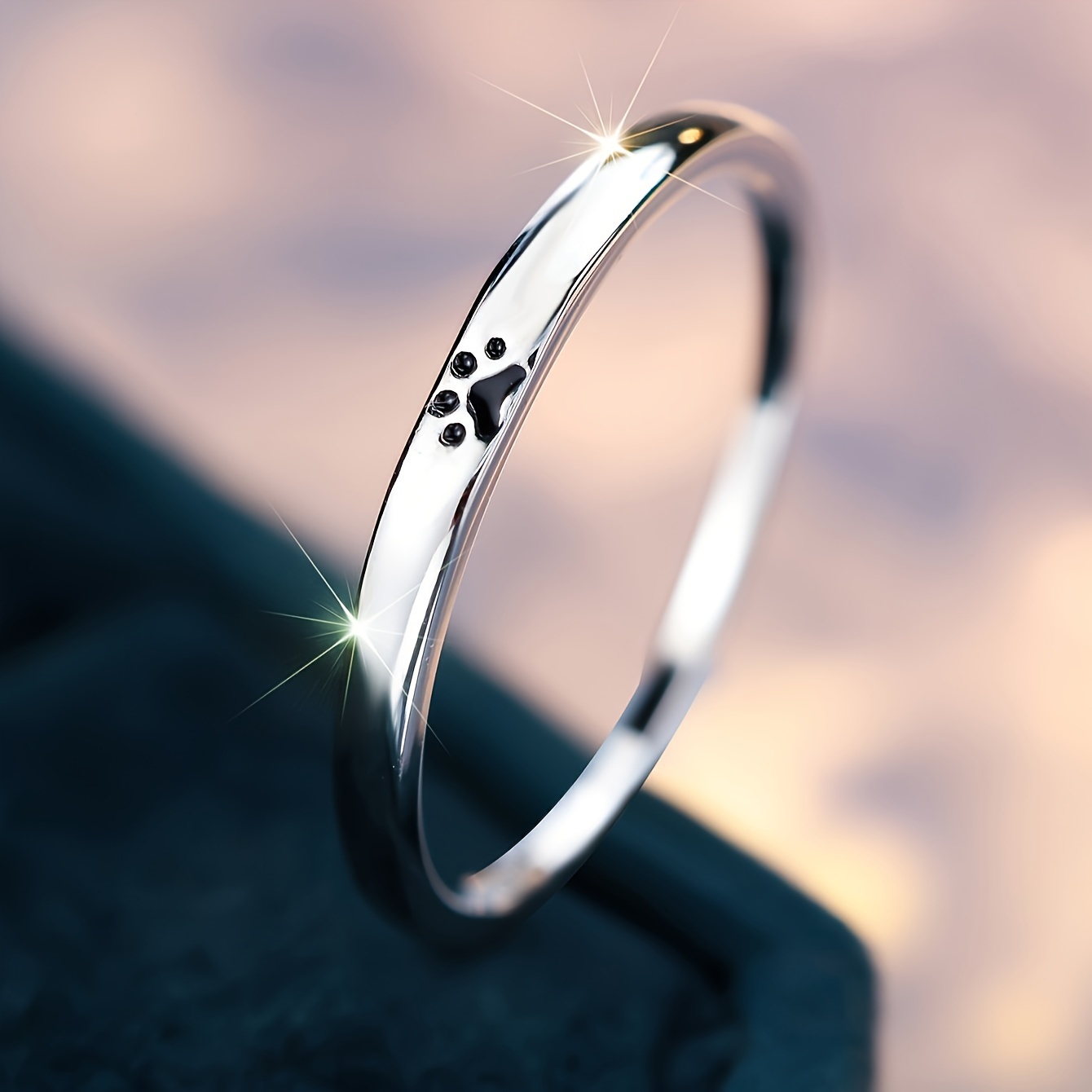 925 Sterling Silver Paw Print Ring for Women