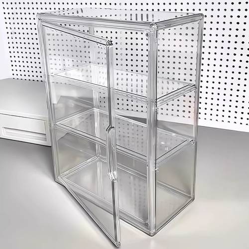 light luxury transparent multi compartment display stand with detachable and dividers large desktop storage cabinet for displaying dolls car models figurines and statues ideal for home decor and store displays a transparent