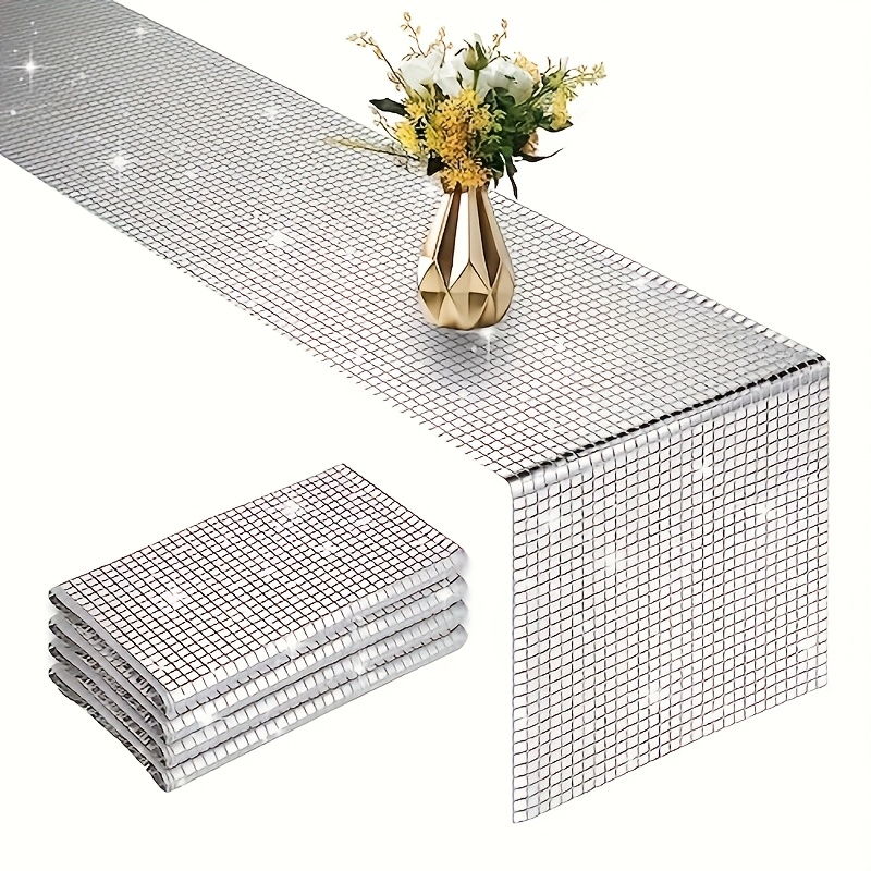 Pack Of 4 Disco Sequin Table Runners, Disco Party Glitter Table Decorations For Birthday Parties, Weddings And Bachelorette Party Supplies, Perfect For