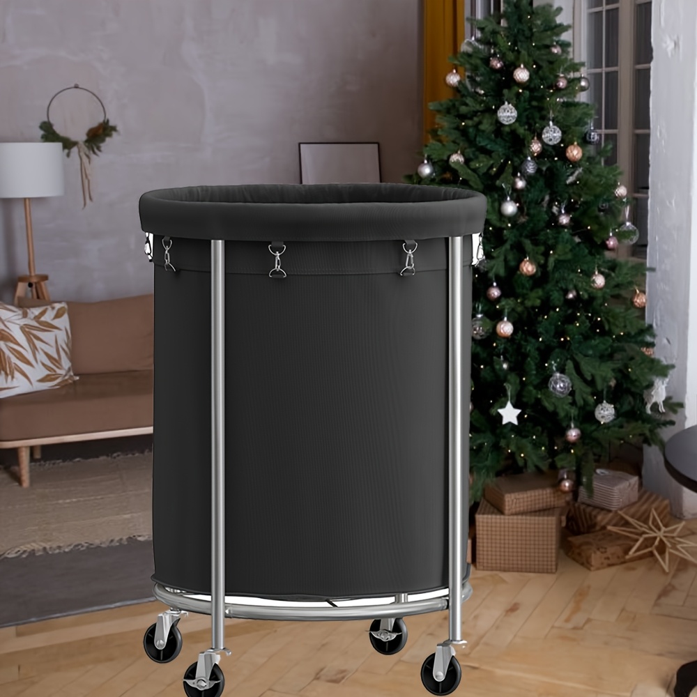 

Laundry Basket With Wheels, Rolling Laundry Hamper, Round Laundry Cart With And Removable Bag, 4 Casters And 2 Brakes For Bathroom & Balcony Storage, Laundry Baskets