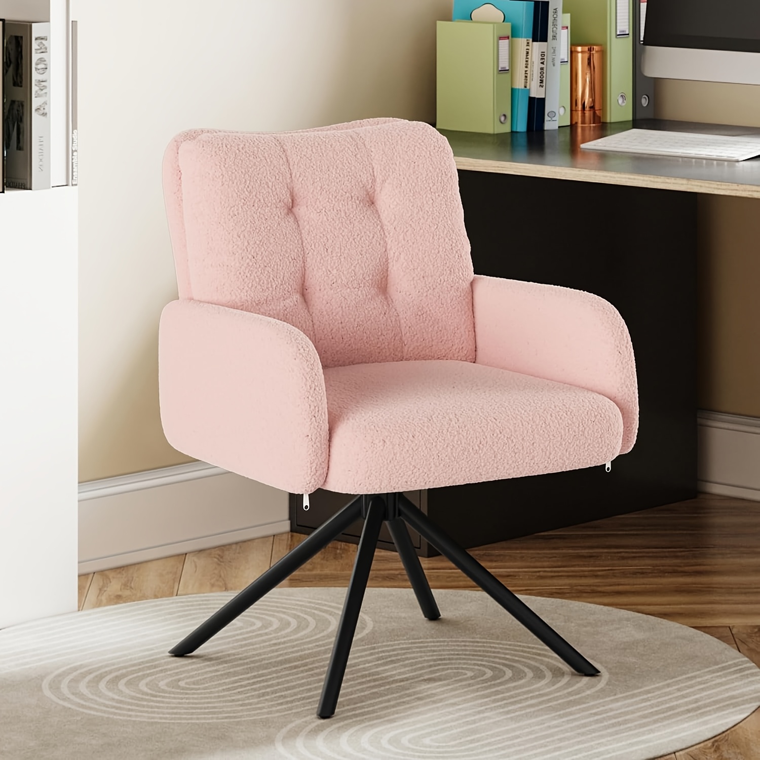 Armrest 360-degree Rotatable Vanity Chair, Suitable For Bedroom And Living Room