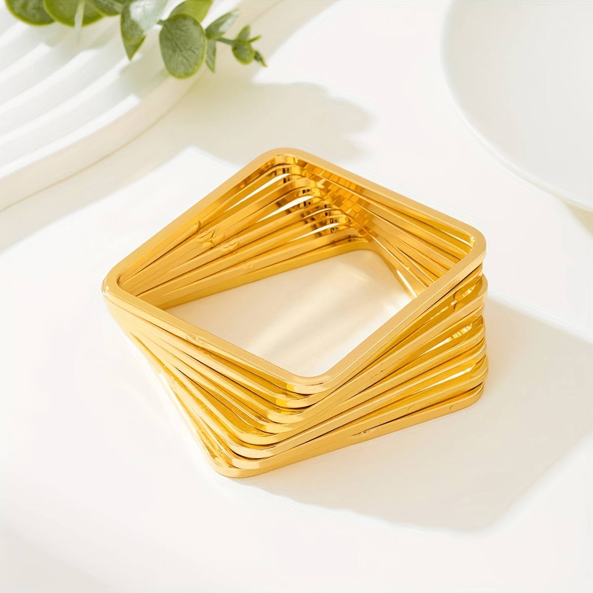 Unique Exaggerated Square Stackable Bangle Bracelet