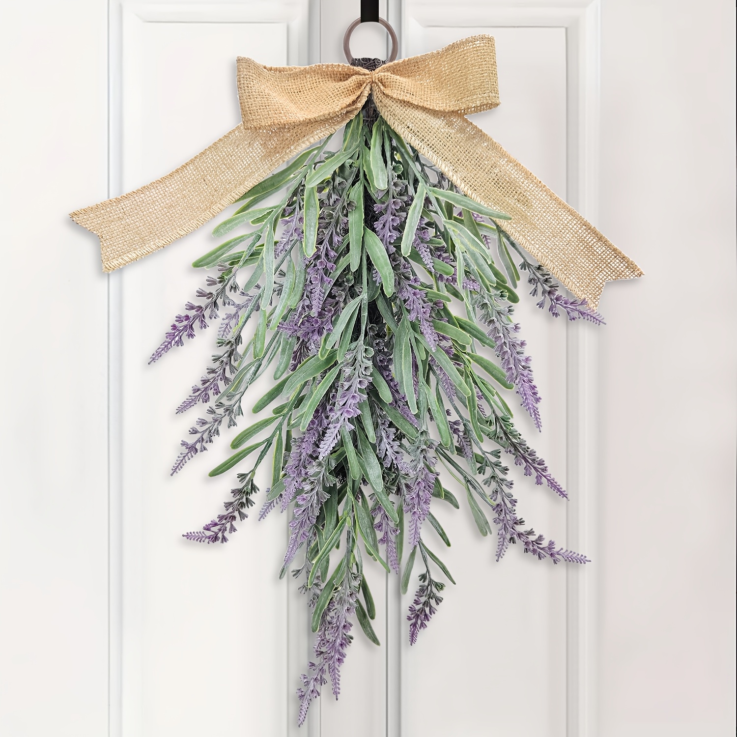 

21.2-inch Lavender Artificial Door Wreath, Farmhouse Style Hanging Decoration For Indoor And Outdoor Use - Porch, Window, Wedding, Thanksgiving, Day