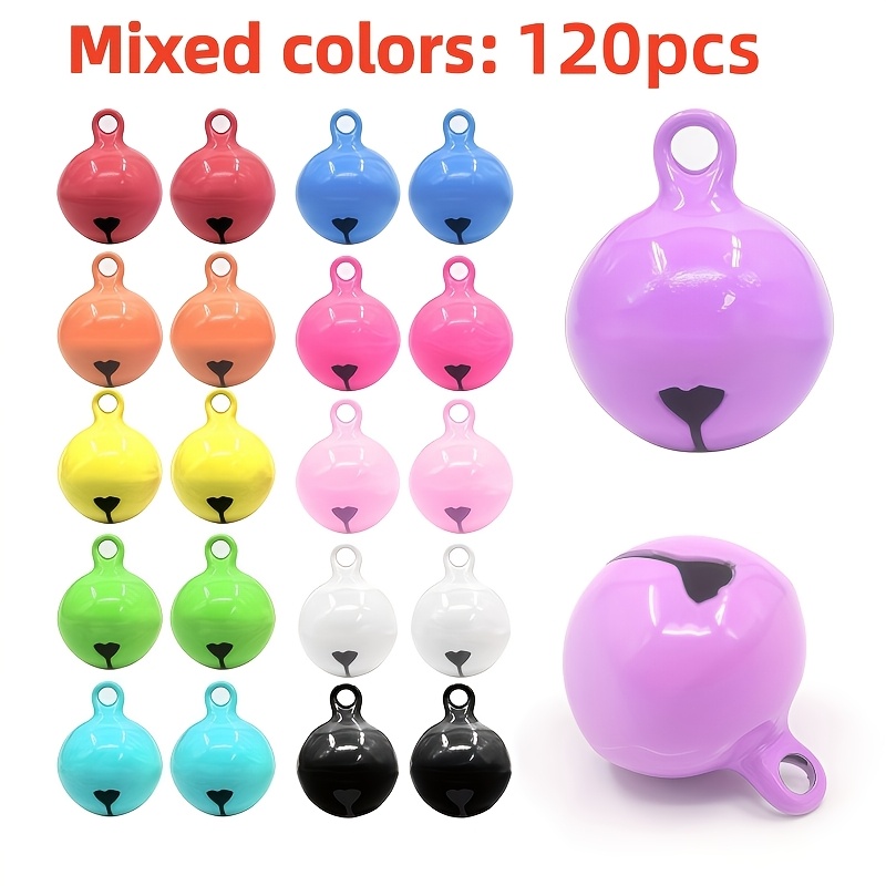 TEMU 120pcs Mixed Color Small Bells Bulk, 14mm Metal Jingle Bells, Christmas Ornament Bell For Diy Crafts, Gift Wrapping, Holiday Decoration, Pet