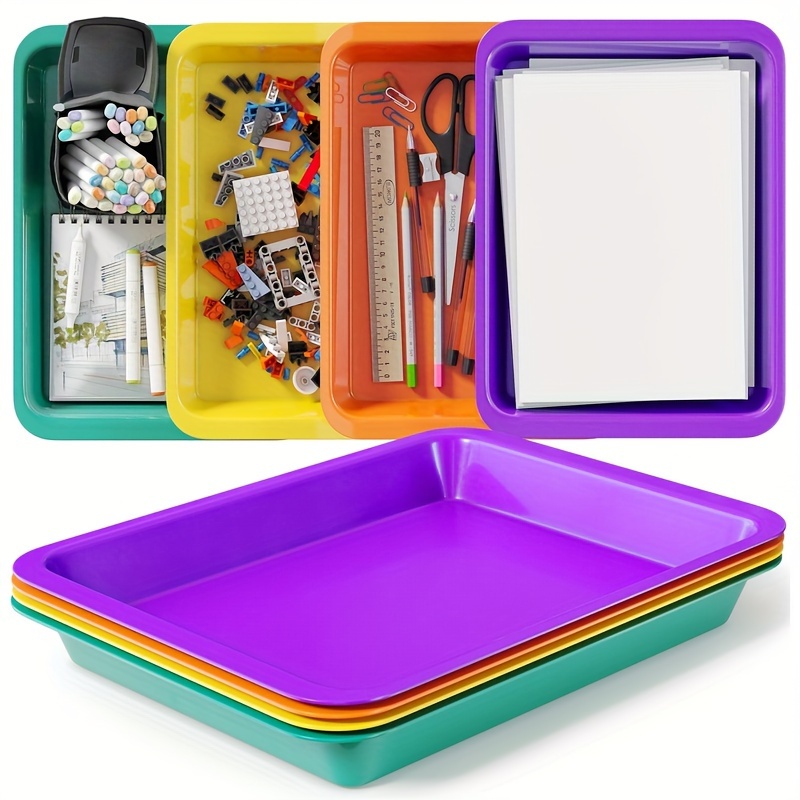 

Rainbow Sensory Activity Tray - Vintage Style Plastic Storage Organizer For Creative Play, Sand, Crafts, And Painting Essentials