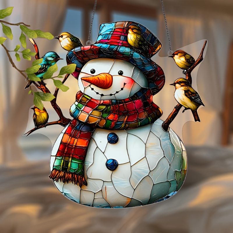 

Snowman Suncatcher - 9"x9" Acrylic Window Hanging, Christmas & Winter Decor, Ideal Enthusiasts,