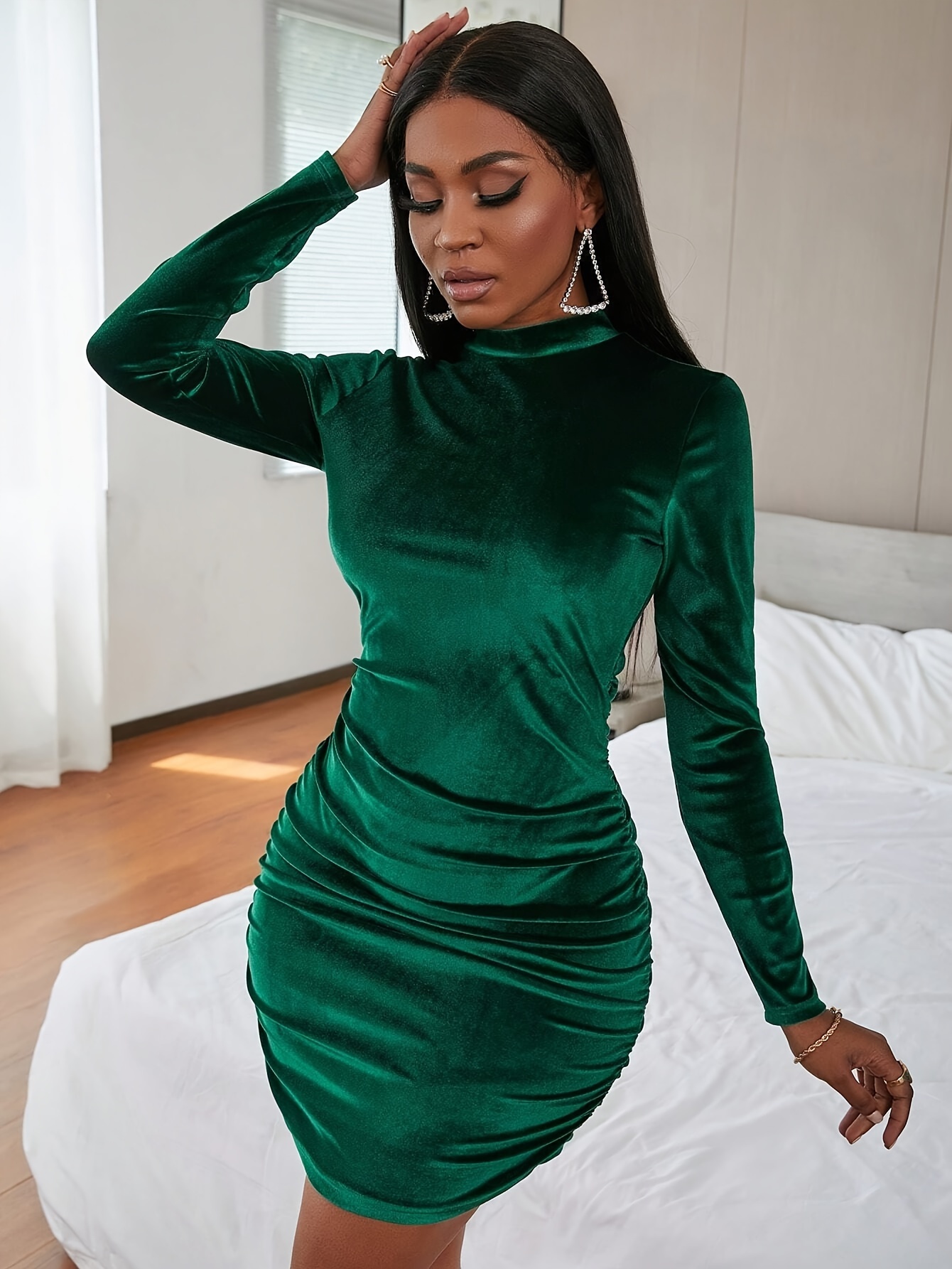 fashion velvet bodycon dress women's clothing - Temu Oman