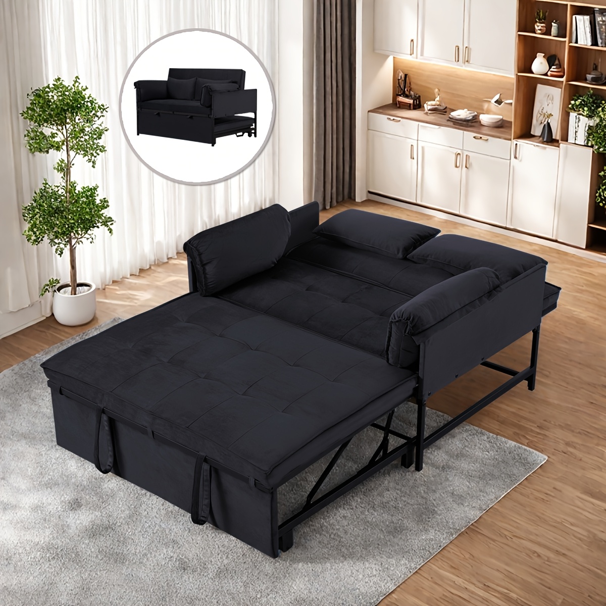 Valentine's Day Gift - Velvet Recliner Loveseat Bed, 2-seat Convertible Folding Sleeper For Home