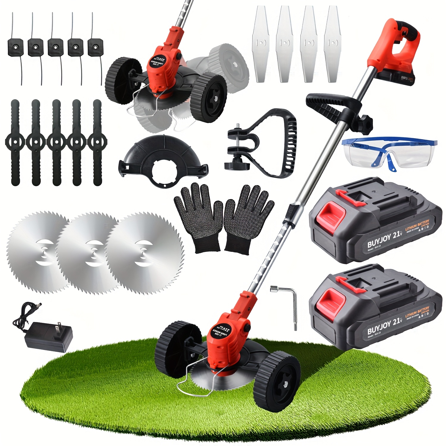 cordless electric lawn mower portable wireless   killer with 2 large capacity batteries and 4 different blades suitable for   lawns multi functional   cleaner suitable for courtyard gardens   for fathers and husbands