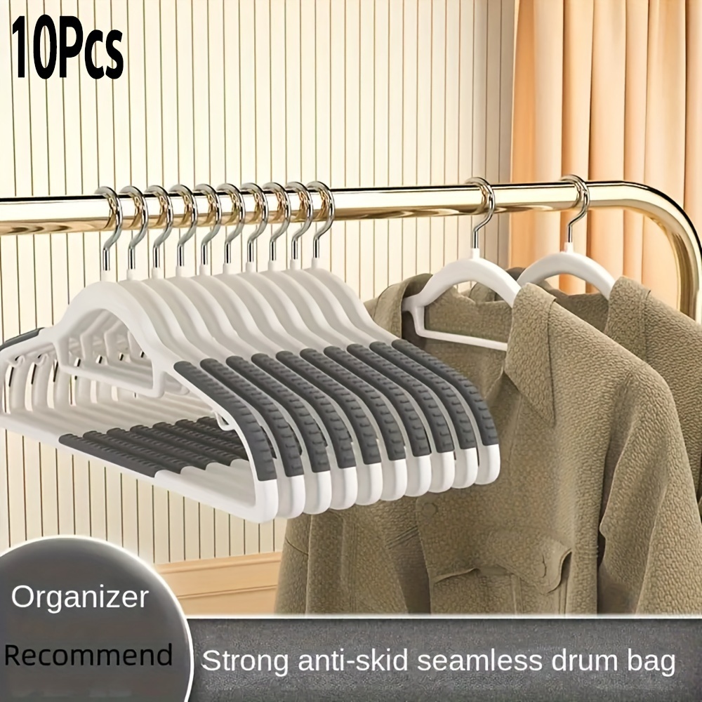 

10-pack Plastic Hangers With Non-slip Pads, Heavy-duty Clothes Hangers For Drying, Storage, And Organization, Hooks For Home, Bedroom, Closet