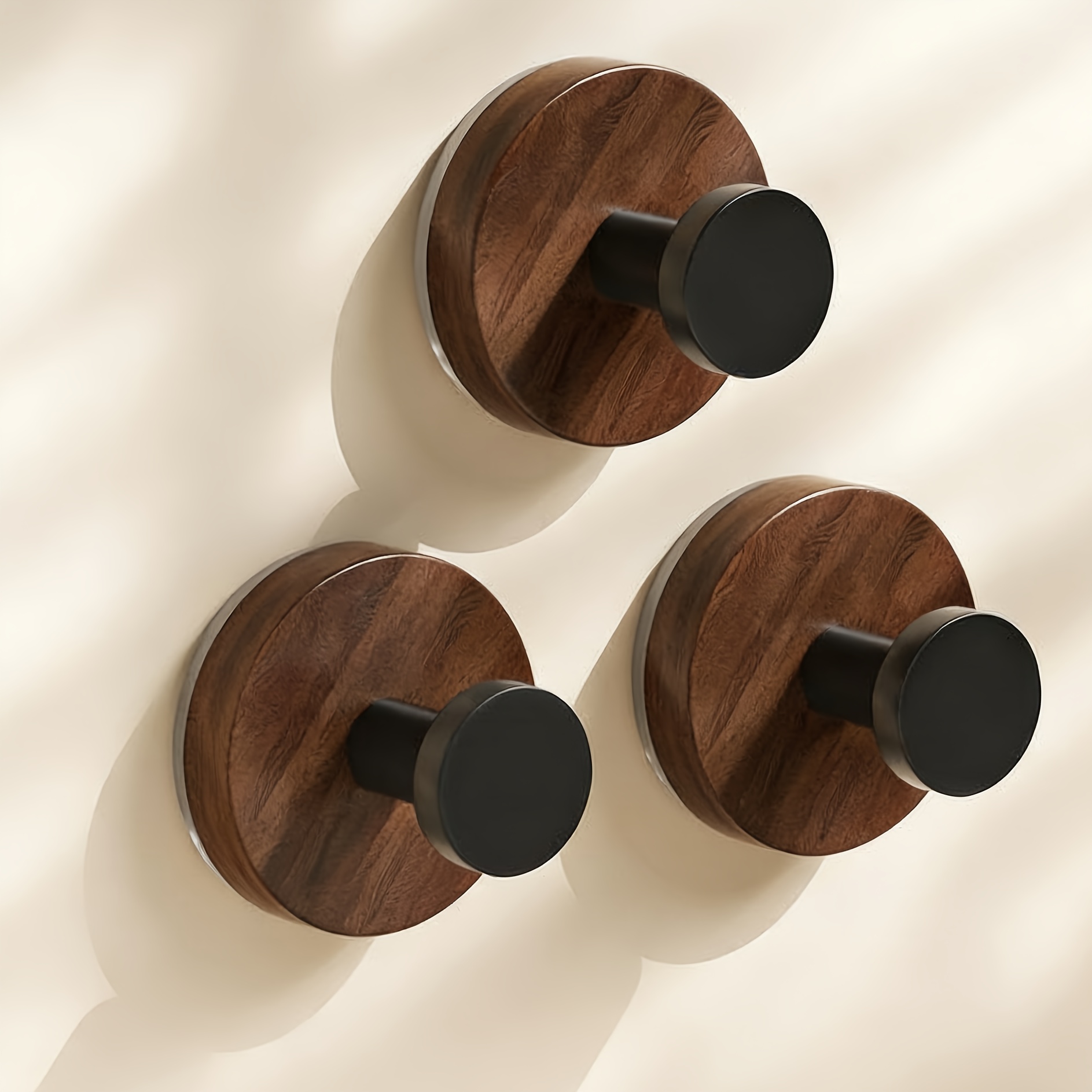 TEMU Walnut Wood Grain Suction Cup Rotary Hook Trace-free Adhesive Door Back Hanger Suitable For Kitchen And Bathroom, Utility Hooks