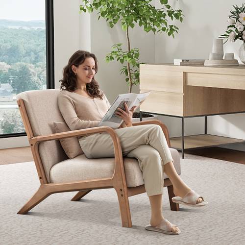 modern wooden frame decorative chair with backrest office leisure back chair