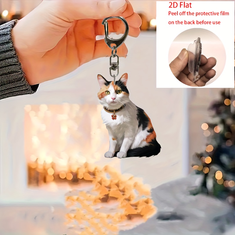 TEMU Llavero acrílico 2D de 1 pieza - Adiciones impermeables, encantador llavero con tema de gato, adiciones para , regalo para familiares y