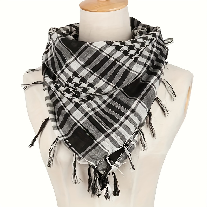 

Chic Polyester Scarf - Print With Tassels, & Warm For Outdoor Use, Windproof Shawl In