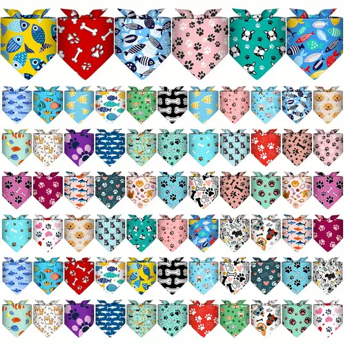 72 packs adjustable dog bandanas bulk scarf bibs vibrant patterns paisley polka dots for medium dogs adjustable straps durable soft fabric for costume parties daily use quality pet accessories