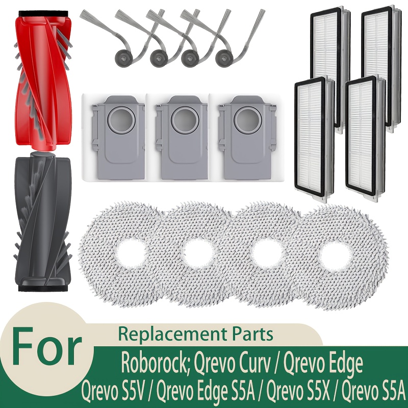 TEMU Compatible For S5v//s5x/edge S5a Vacuum Replacement Parts: Main Brush, Mop Cloth Pads, Hepa Filters, Dust Bags, Side Brushes - Compatible For