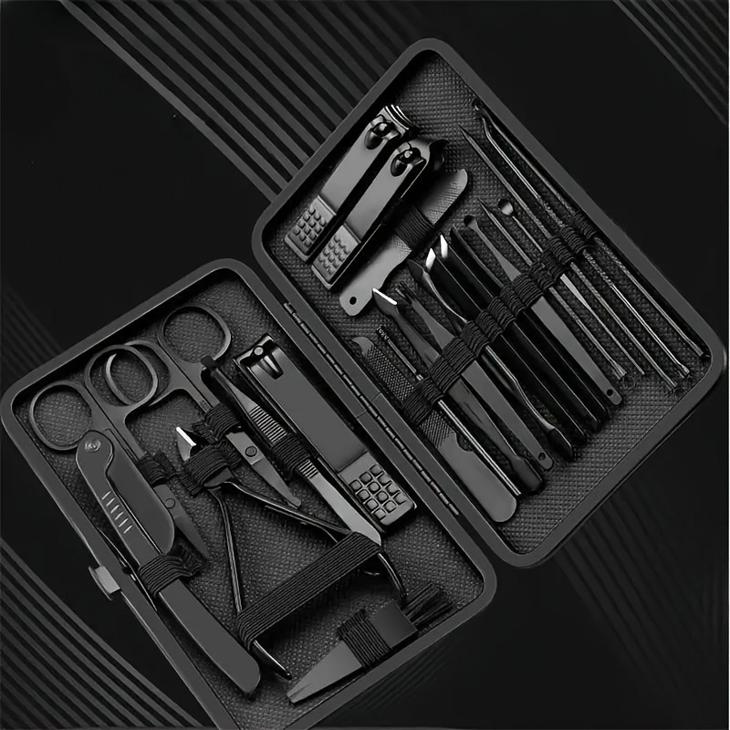 TEMU 24-piece Set, Stainless Steel Blades, Straight Cutter, , Finger Grooming Kit Storage , For Men And Women, Christmas