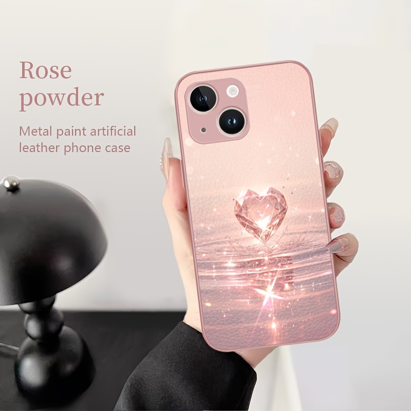 

Creative Love Diamond Pattern Metal Artificial Leather Mobile Phone Case Suitable For Iphone 15/14/13/12/27/x/xs/xr/xs/pro/max/plus