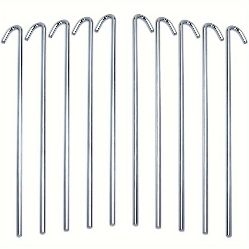 

8-piece Heavy-duty Stainless Steel Tent Pegs With Anti-slip Hooks - Rustproof Metal Ground Anchors For Camping, Gardening & Outdoor Shelters