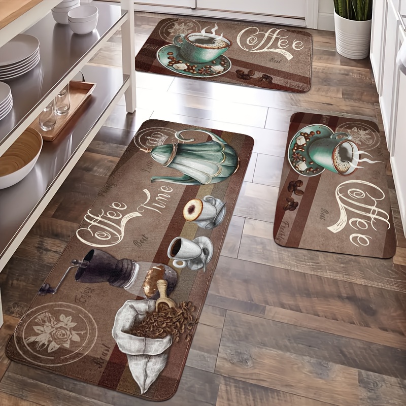 

2/3pcs Set & Floral Kitchen Rugs - , Non-slip, Stain-resistant Flannel Mats For Living Room, Bathroom, And Entryway - Machine Washable Spring Decor