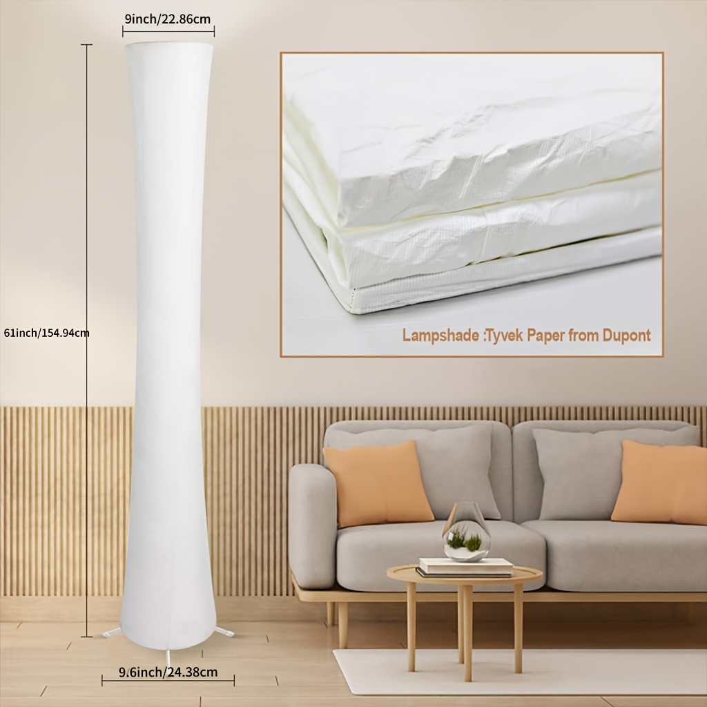 TEMU 61" Soft Light Led Floor Lamp With White Fabric Shade | 3 Adjustable Color Temperatures, App & Remote Control | Standing Lamp For Bedroom & Living Room, Gift For Valentine's Day/birthday