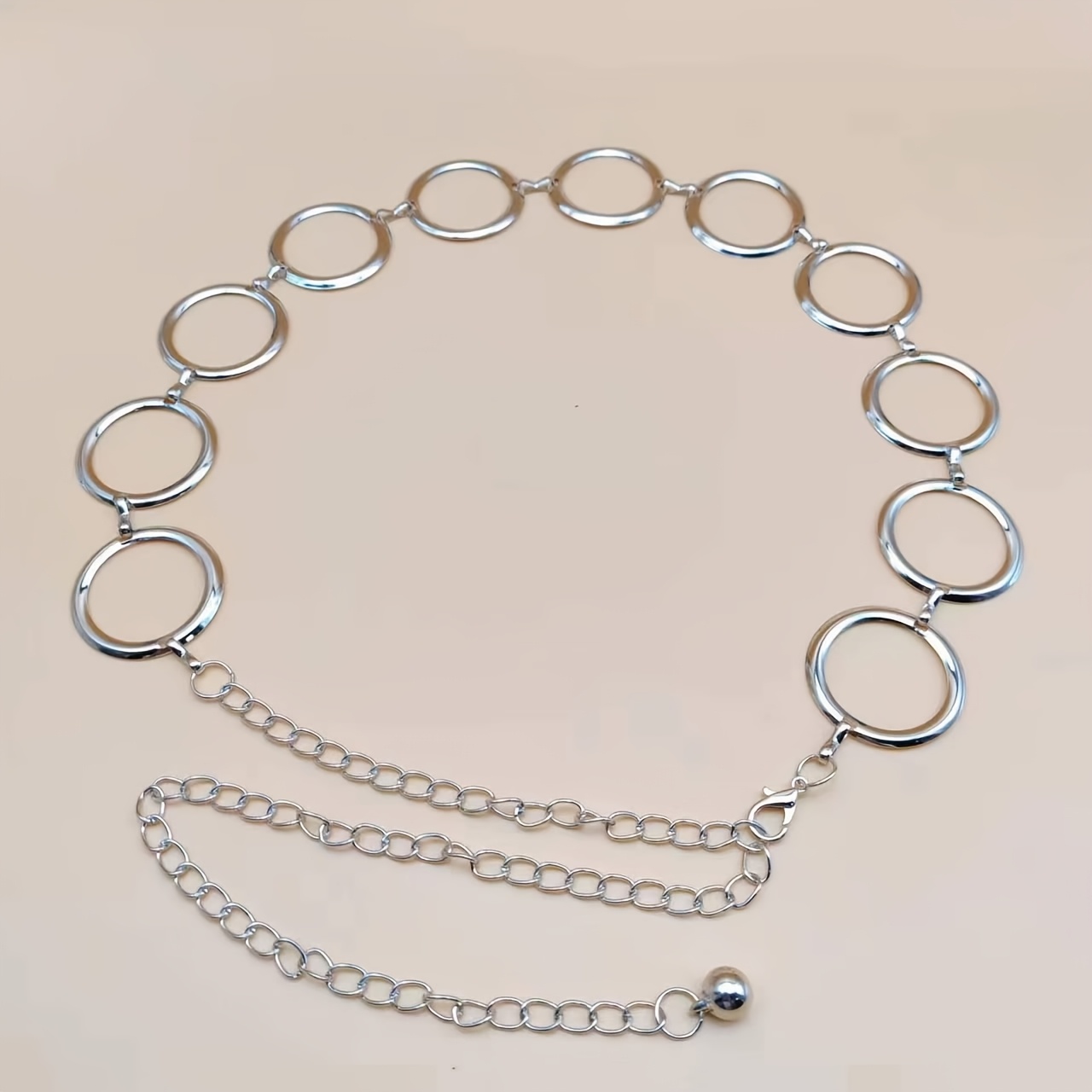 TEMU A Golden/silvery Circular Ring Belt, A Fashionable And Simple Women's Dress Accessory Belt Chain