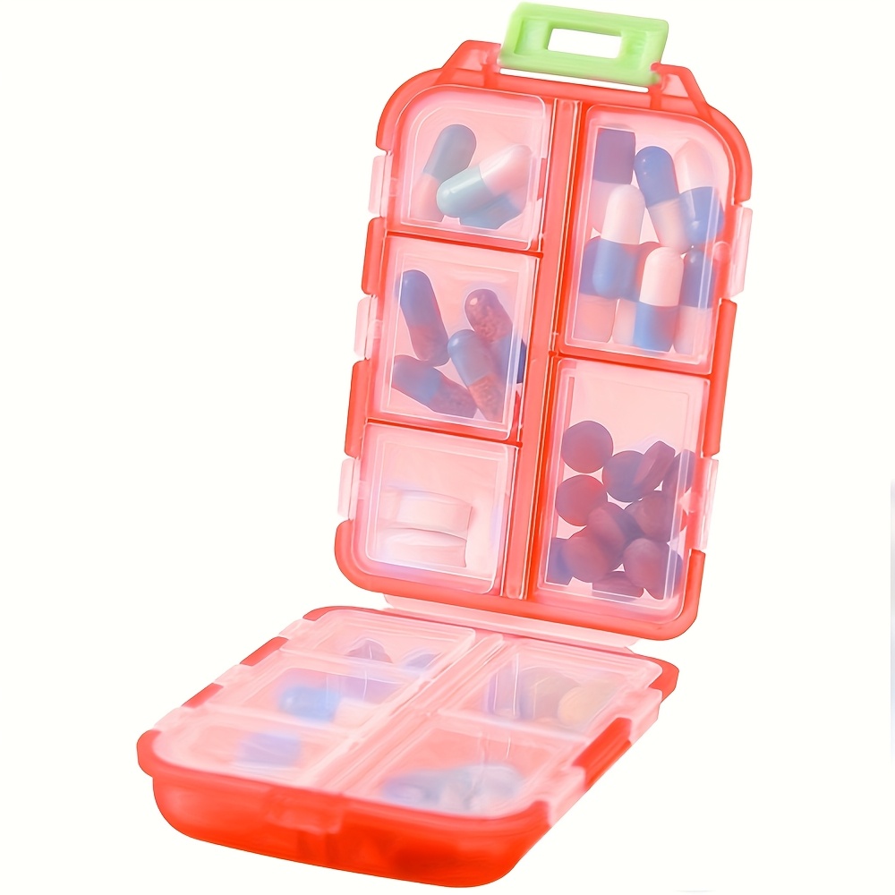 Travel Pill Organizer, 10-Compartment Compact Case