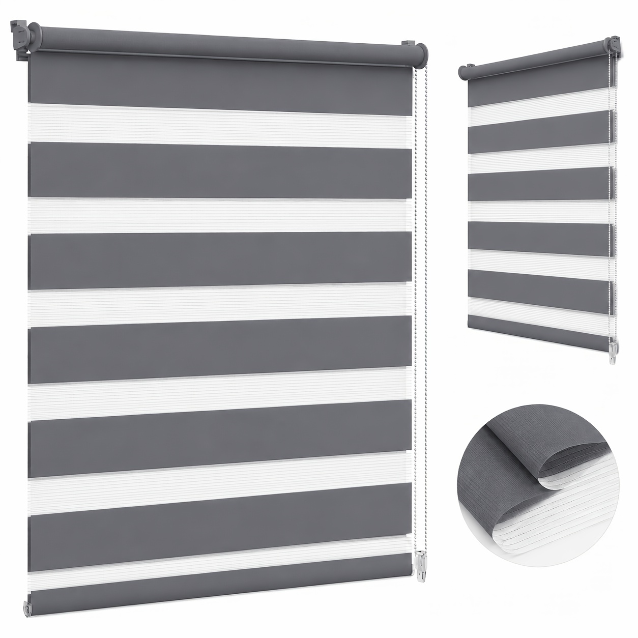 TEMU No Drill Double Roller Blinds, Klemmfix Zebra Window Shades, Double Layer Day And Night Blinds, Adjustable Light Control And Privacy Protection,