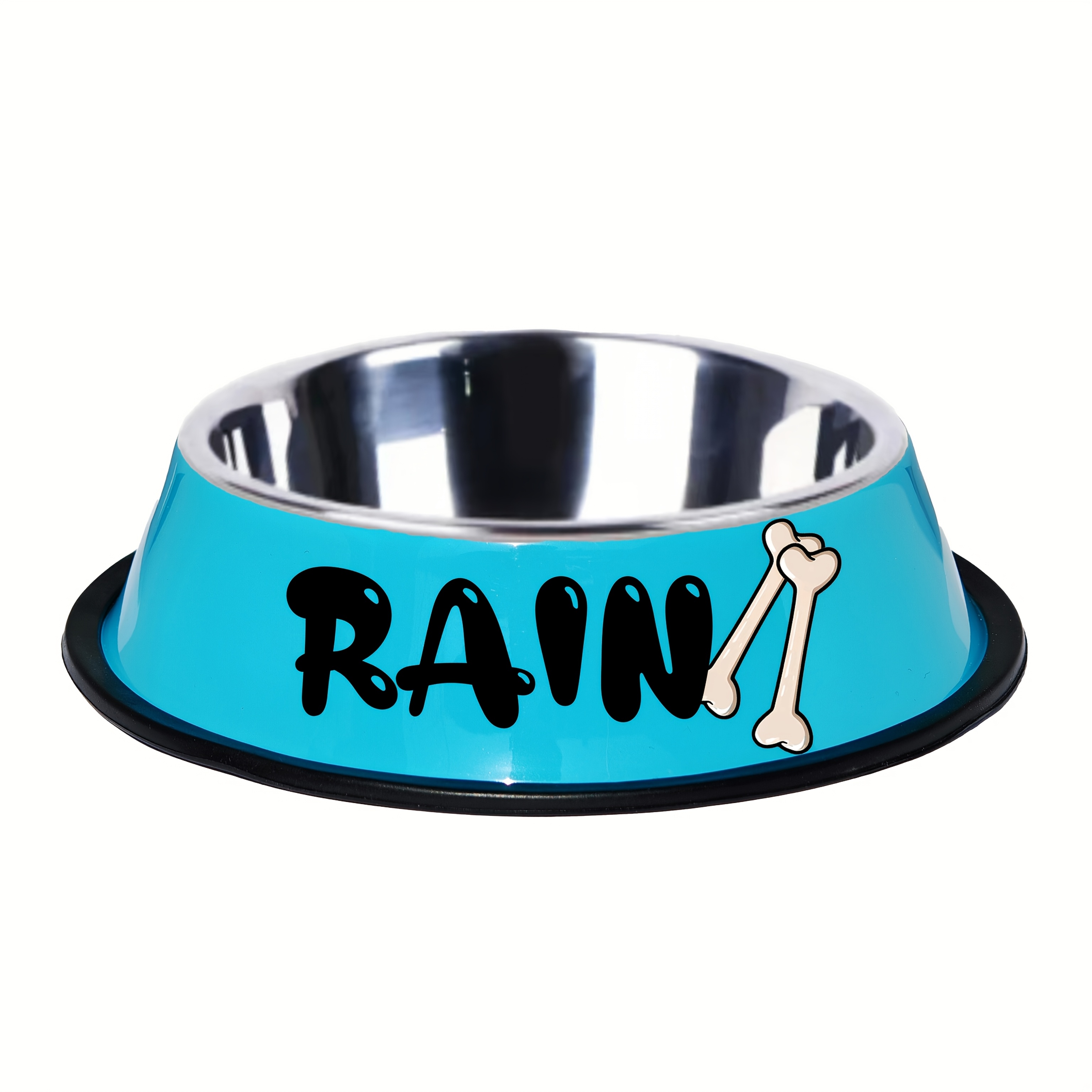 TEMU 1pc Customizable Stainless Steel Pet Bowl For - Non-slip, Durable & Easy To Clean, Personalized With Name (, Sugar, Rain, Storm), Colorful Paw ,