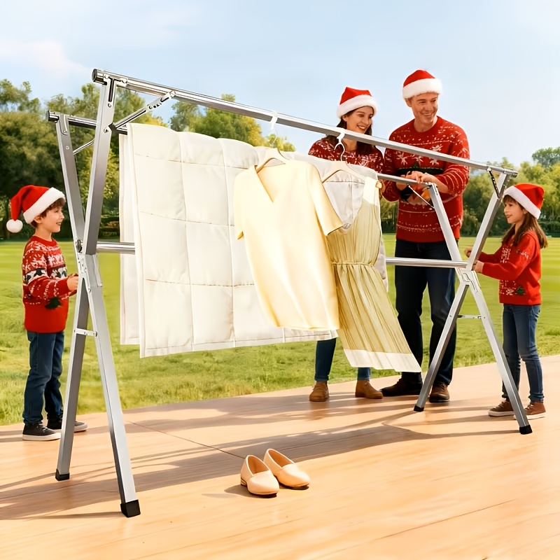 three bar foldable clothes drying rack 63 and 78   types retractable length and outdoor indoor use durable metal drying rack drying rack clothing collapsible foldable laundry drying rack heavy duty stainless steel clothesline drying racks