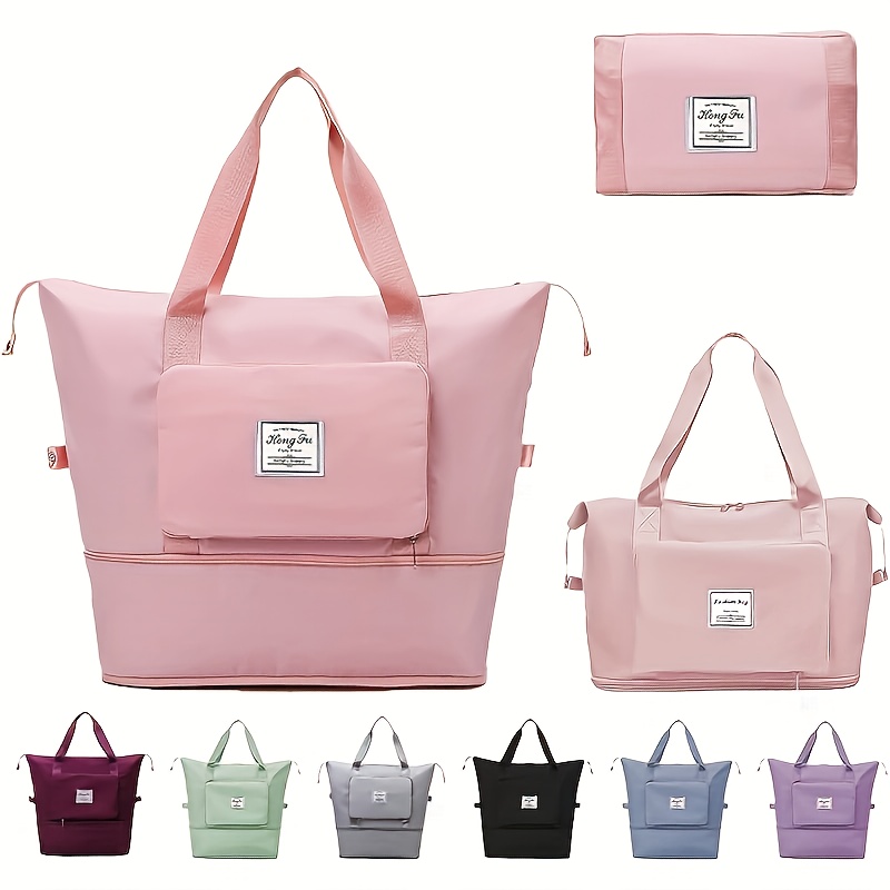 large capacity travel luggage bag expandable and foldable overnight suitcase with wet dry   function machine washable zipper closure essential carry on bag for women and men   tote durable handbag details 1