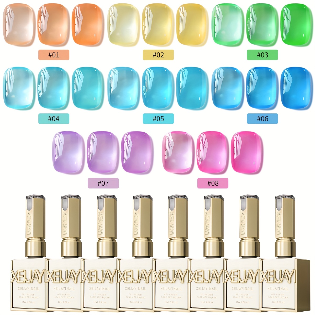 Image of Spring/summer Nail Trends 2025 Bright Nail 8 Colors Set 15ml Seasonal Nail Art Soaking Led Nail Salon Nail Salon Gel Female Nail Art Tools Spring Nails