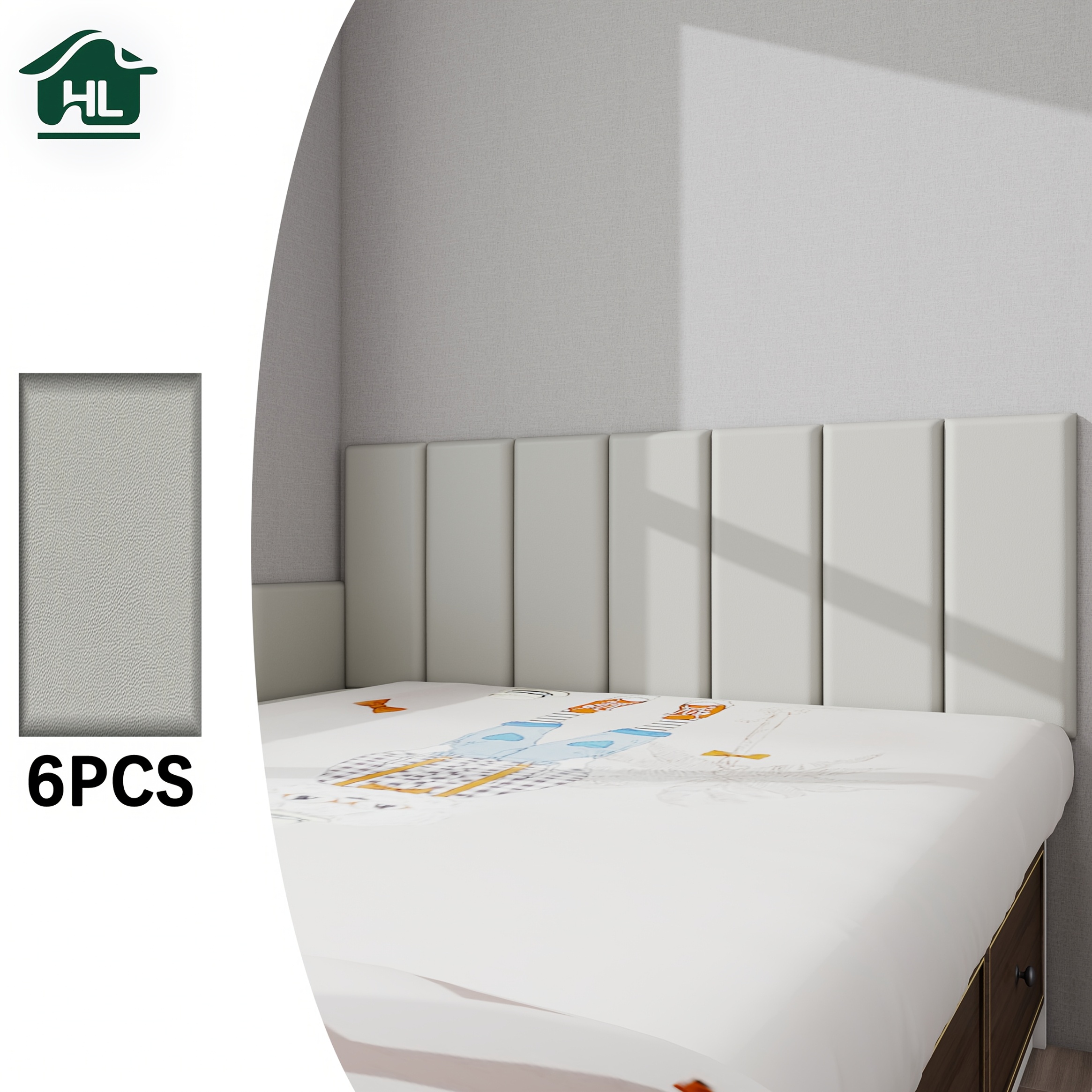 6pcs Monochrome/Color-Block Combination 3D Self-Adhesive Headboard, Faux Leather Surface with a Premium Feel, Inner Vinyl Foam Sponge for Softness and Comfort, No Drilling Required, Peel-and-Stick, Removable, Waterproof, Easy to Clean