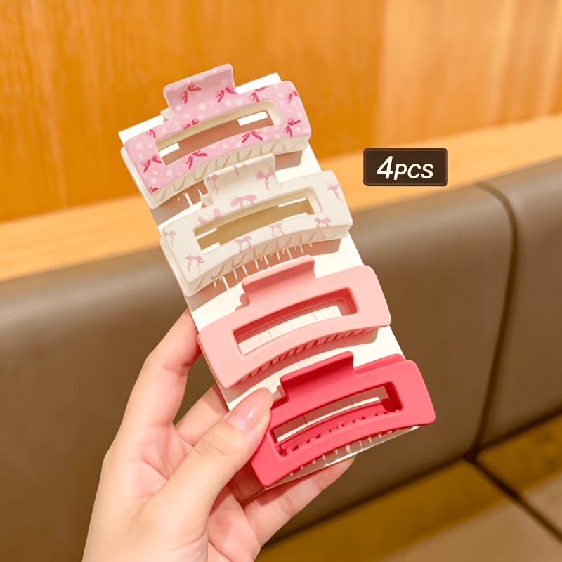 TEMU 4pcs Women's Style, Pink Series, Fashionable And Elegant, Cute, Medium Hair Clips, Suitable For Daily Use, Women's Hair Additions, Gift