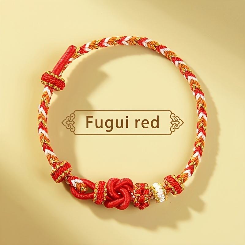 Image of 1pc, Knot For And Wealth, Hand-woven Adjustable Bracelet, Diy Bead Decoration, Unisex Couple Valentine's Day Bracelet