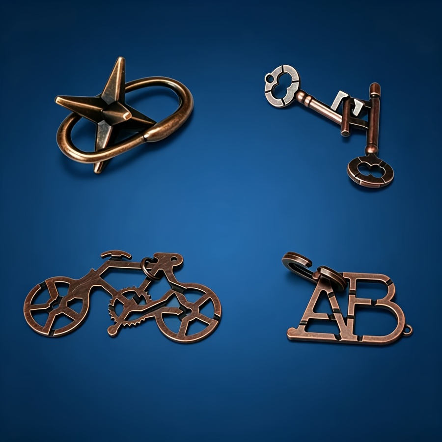4pcs/Set Metal Puzzle Ring Disassembly Challenge