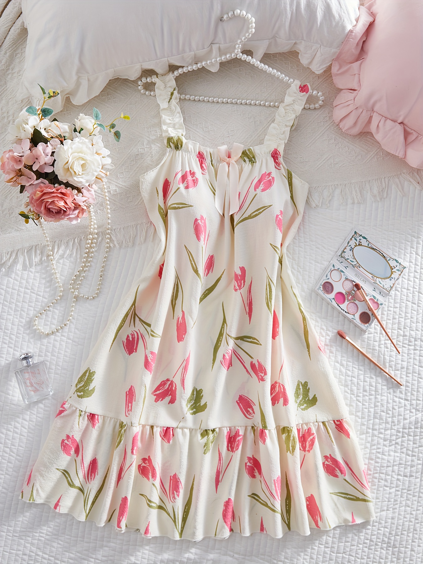 floral micro elastic     suspender   homewear