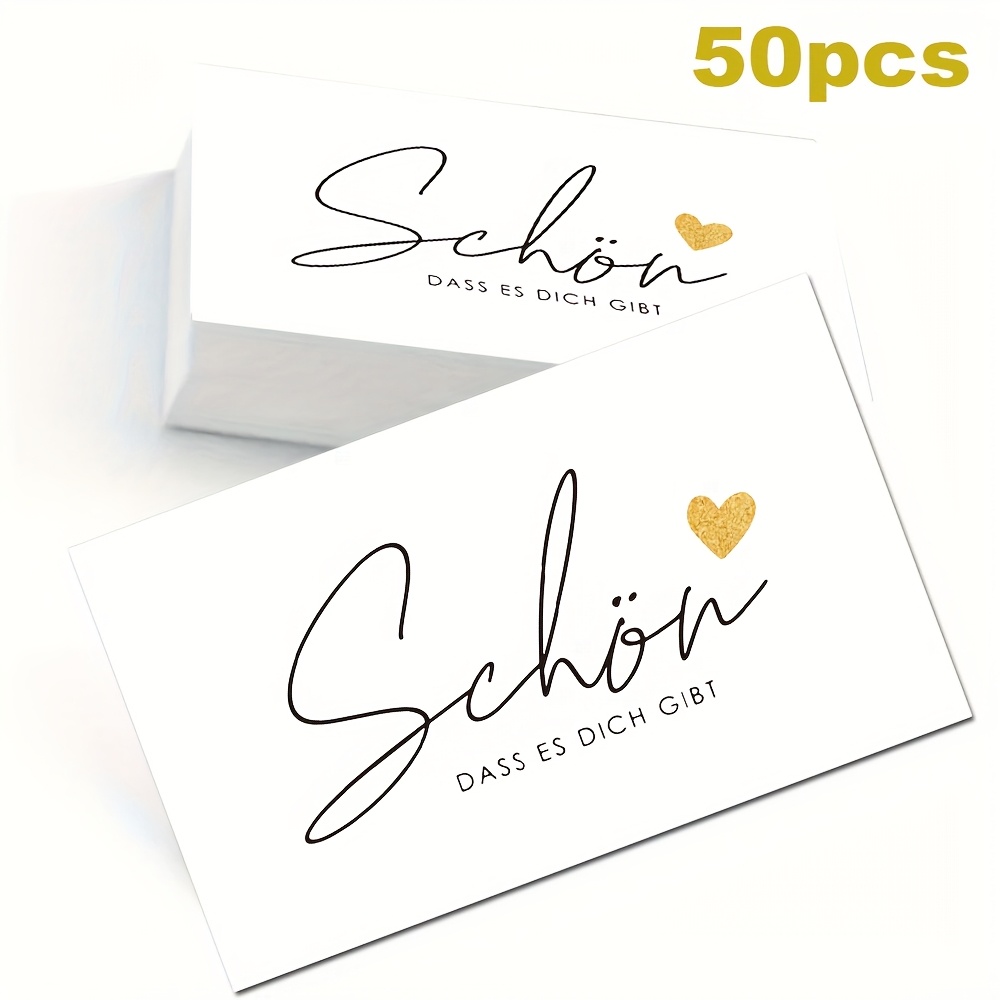 E-shop 50 Stück/Paket "SCHÖN DASS DU EXISTIERST" Dankeskarten im Visitenkartenformat, Geeignet für Geburtstag, Weihnachten, Valentinstag, Erntedankfest