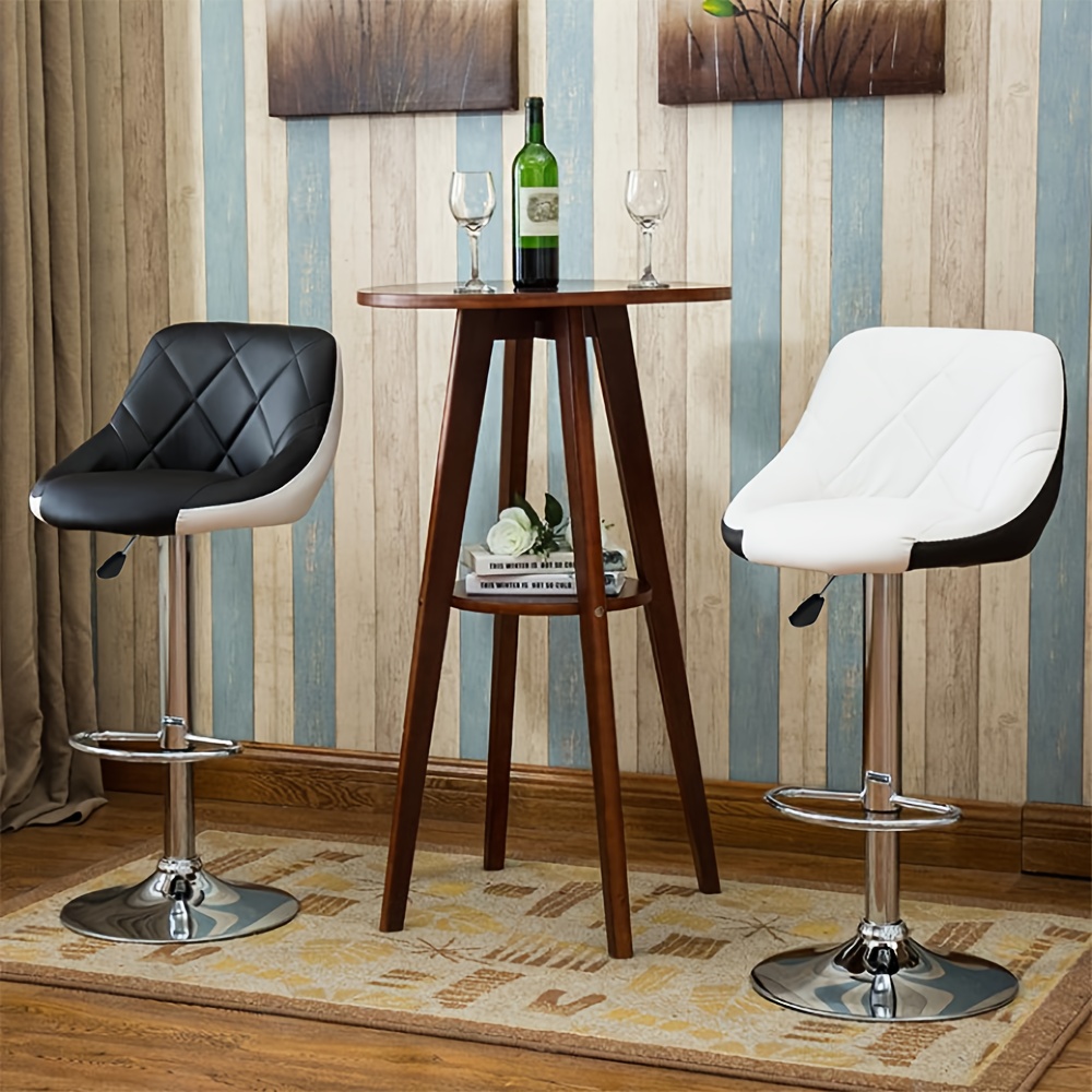 Image of 2pcs Bar Stool Set, Pu Faux Leather, Height-adjustable Handle, Tilt-and-swivel Function, Suitable For Home Kitchens, Breakfast Bars And More