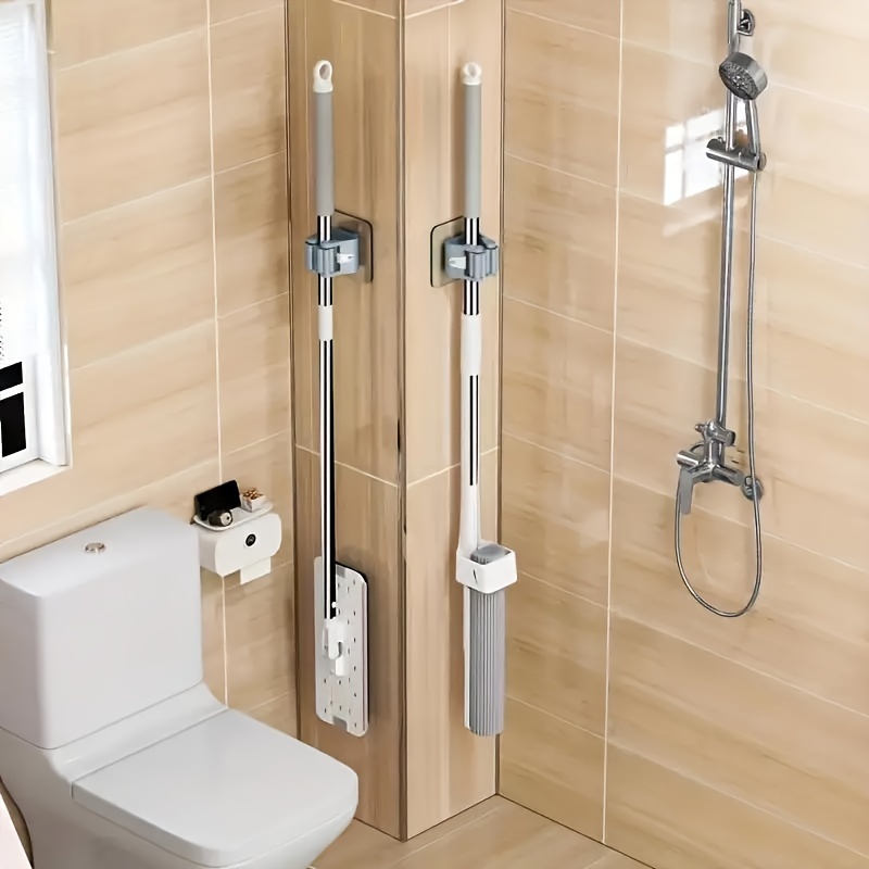 Set of 5 Easy Installation No-Drill Mop And Broom Holders - Durable Adhesive Wall-Mounted Storage Hooks for Organizing Bathrooms And Utility Areas, Utility Hooks