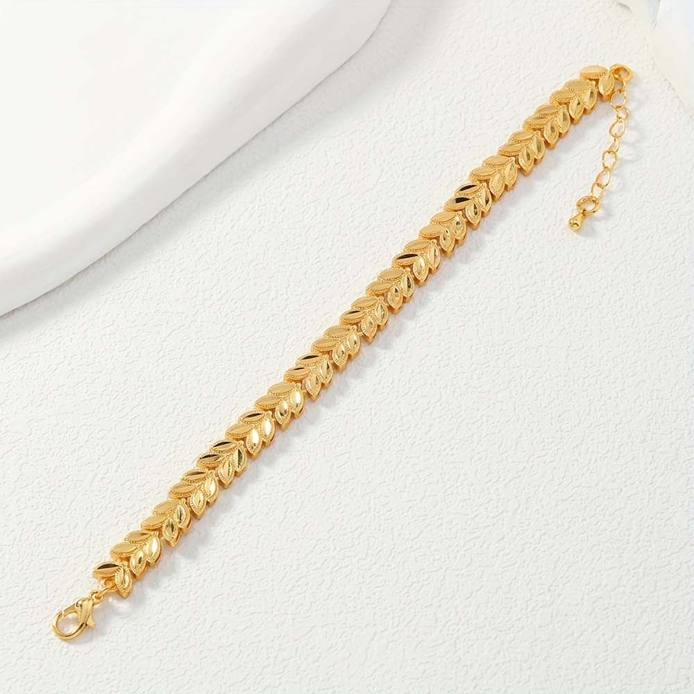 24K Golden Plated Wheat Sheaf Bracelet, Adjustable Cuff