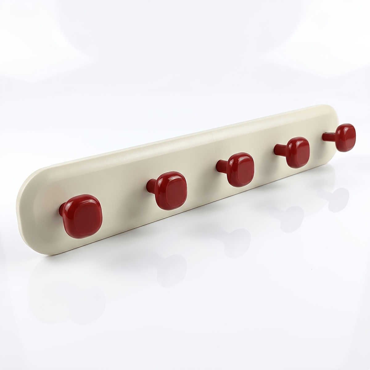 TEMU Melkwit Contrast Retro Rood 5-Haaks Zonder Boren Haak Zuignap Trace-Vrije Installatie Badkamer Entree Multifunctionele Kapstokhaak