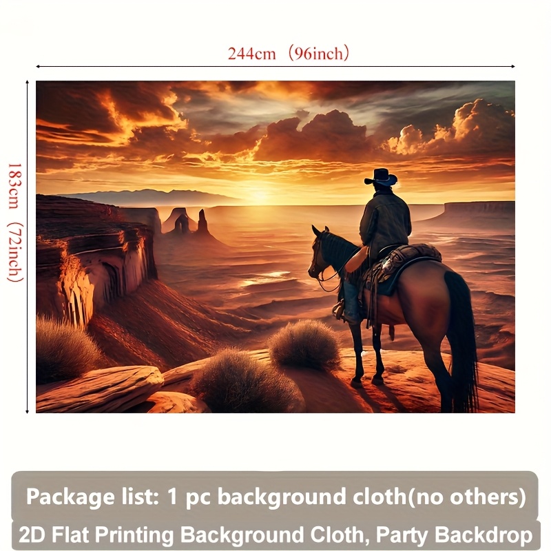 TEMU 2D Flachdruck-Hintergrundbanner 1 Stück, Einsamer Cowboy im -Polyesterstoff-Wandbehang, Hintergrundtuch für Wohnzimmer, Schlafzimmer, Büro und
