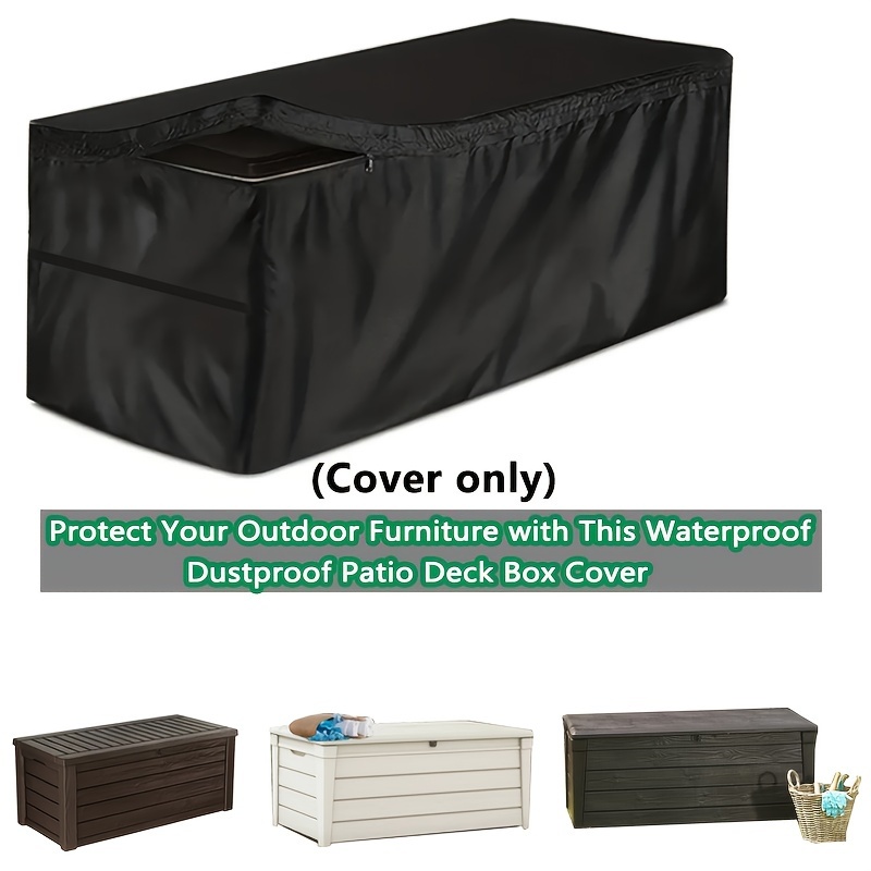 1pc Heavy Duty Deck Box Cover Waterproof Covers For Outdoor Cushion Storage  And Large Deck Boxes Covers Protects From Rain Wind And Snow Outdoor Patio  Cover Black - Patio, Lawn & Garden 