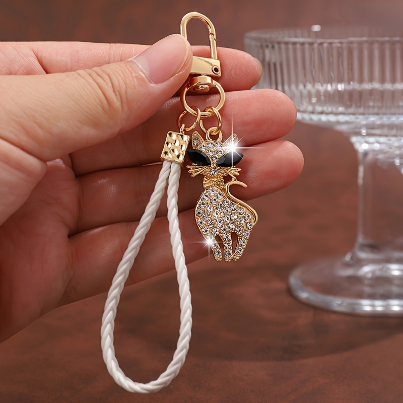 TEMU 1pc Fashionable European And Gorgeous Creative Versatile High-end Animal Cat-shaped Keychain Bag Charm Accessory, Suitable For Women' Keys, Bag